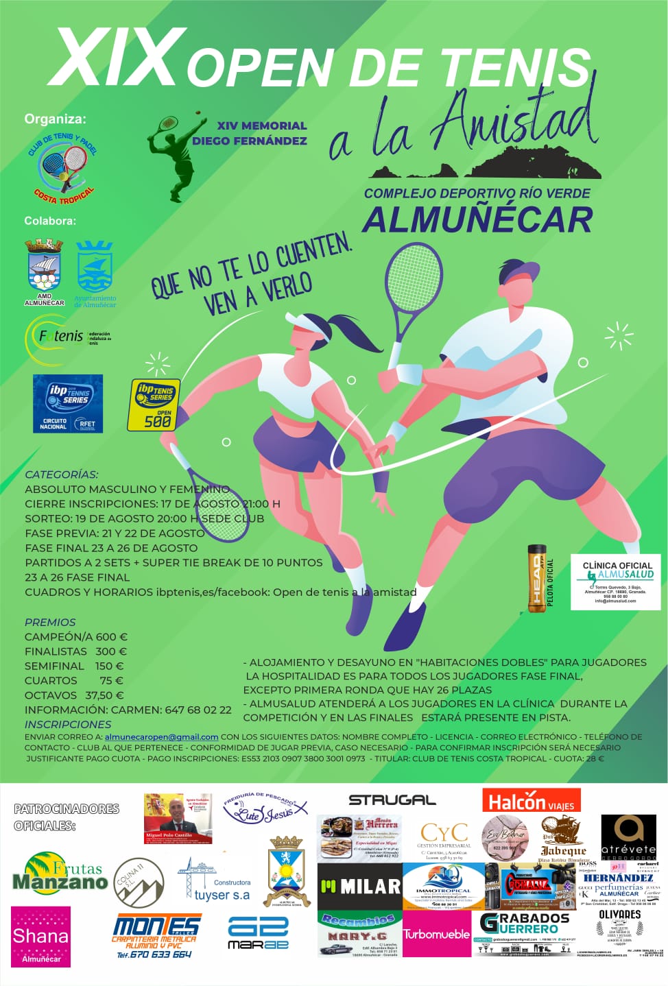 Cartel XIX Open de Tenis a la Amistad Almuñécar del 21 al 26 de agosto